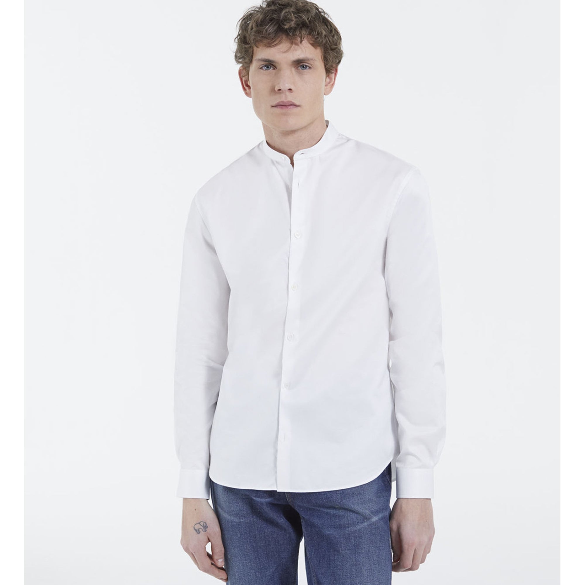 Shirt With Officer Collar | Men | White