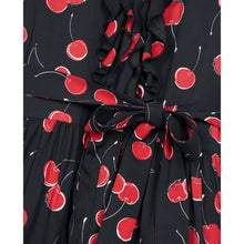 Short Cherry Printed Dress | Women | Black x Red