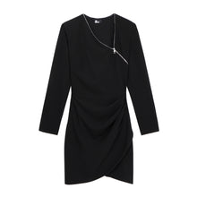 Short Crepe Dress With Zipper | Women | Black