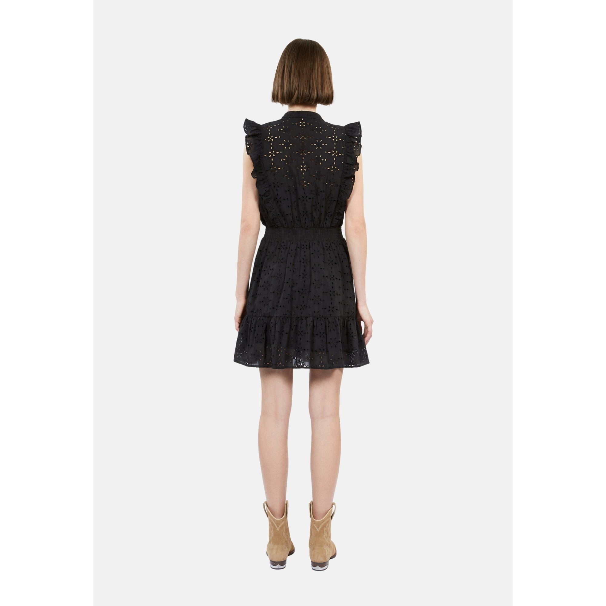 Short Dress In English Embroidery | Women | Black