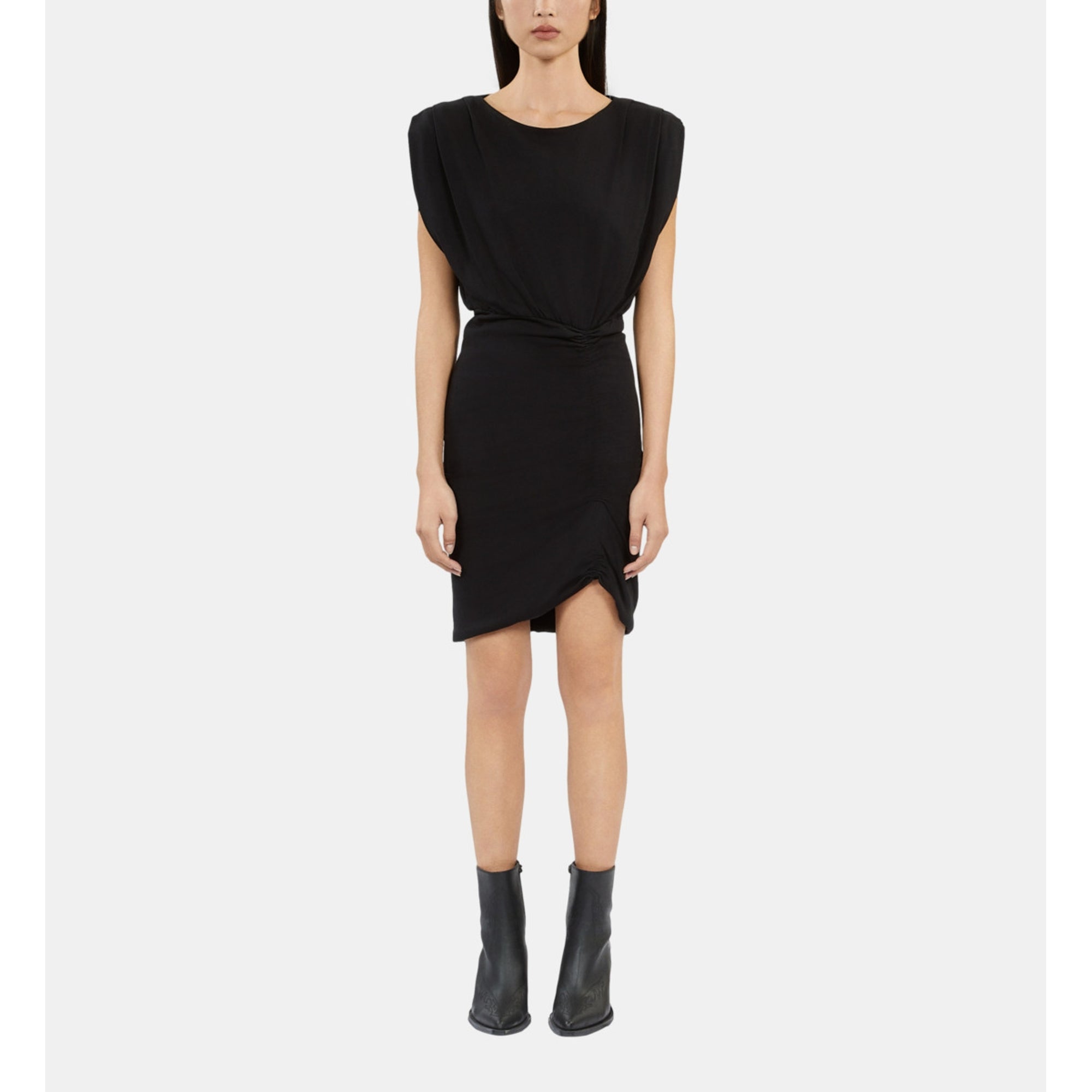 Short Dress With Shirring | Women | Black