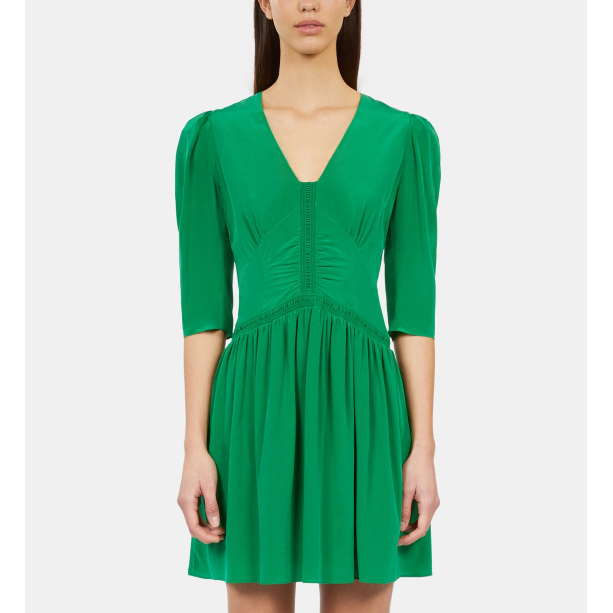 Short Dress With Shirring | Women | Green