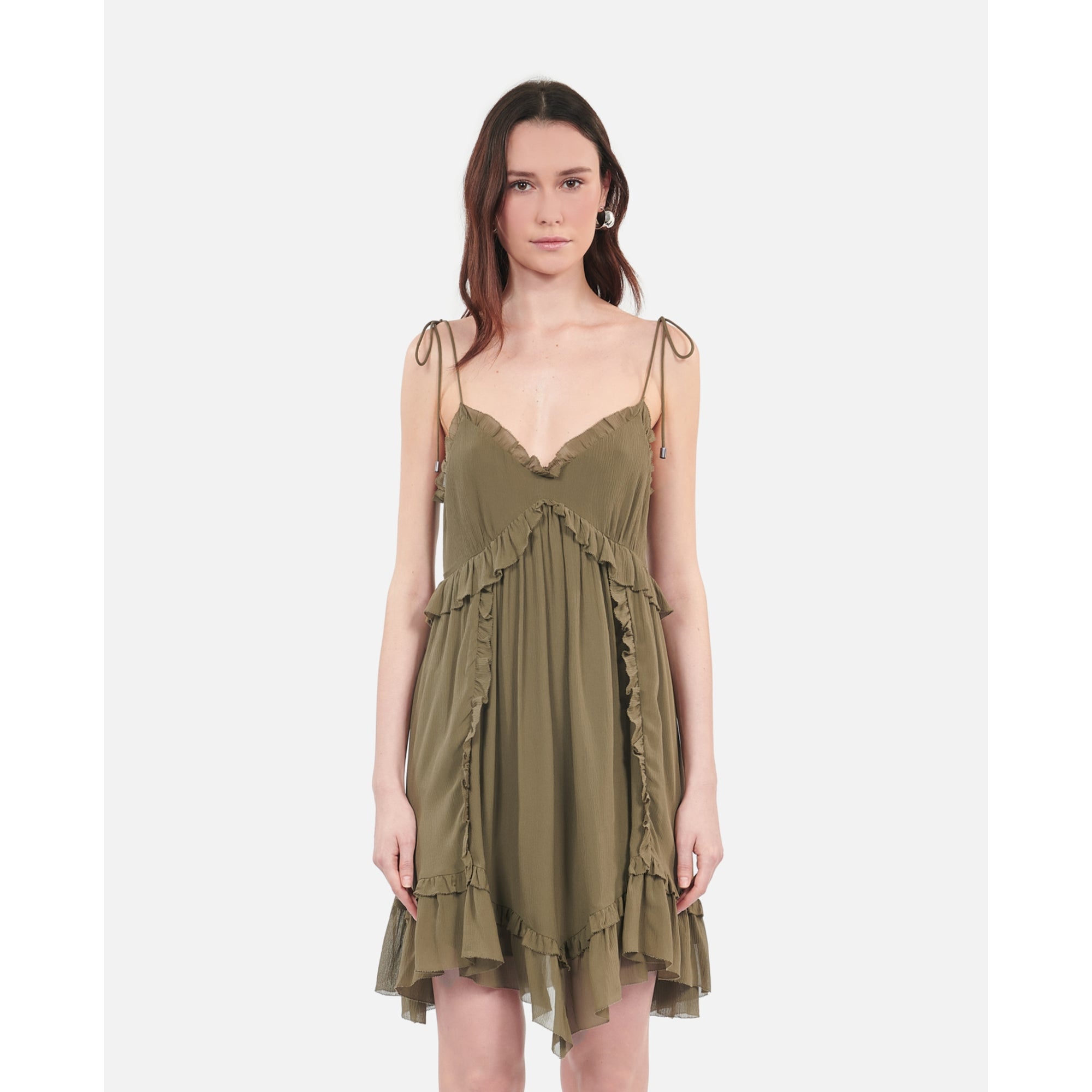 Short Silk Dress | Women | Khaki