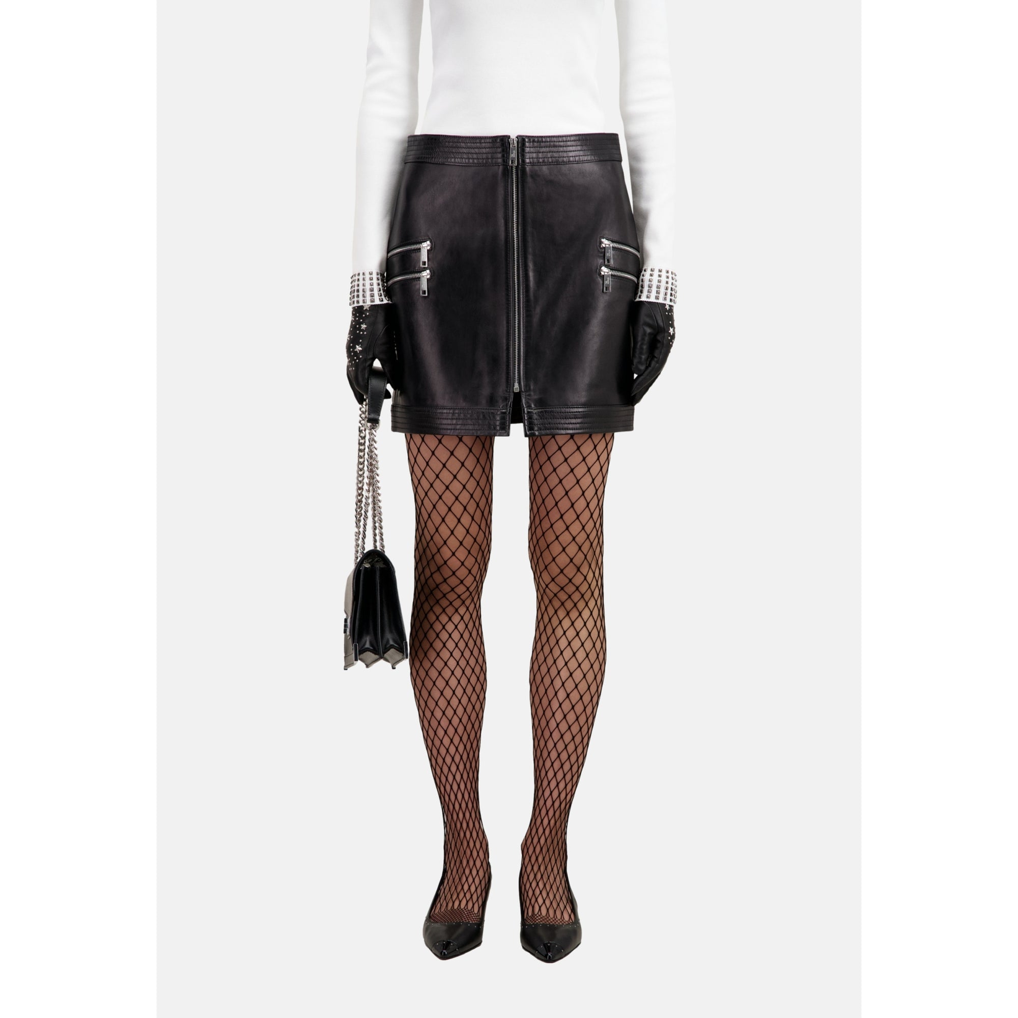 Short Leather Skirt | Women | Black