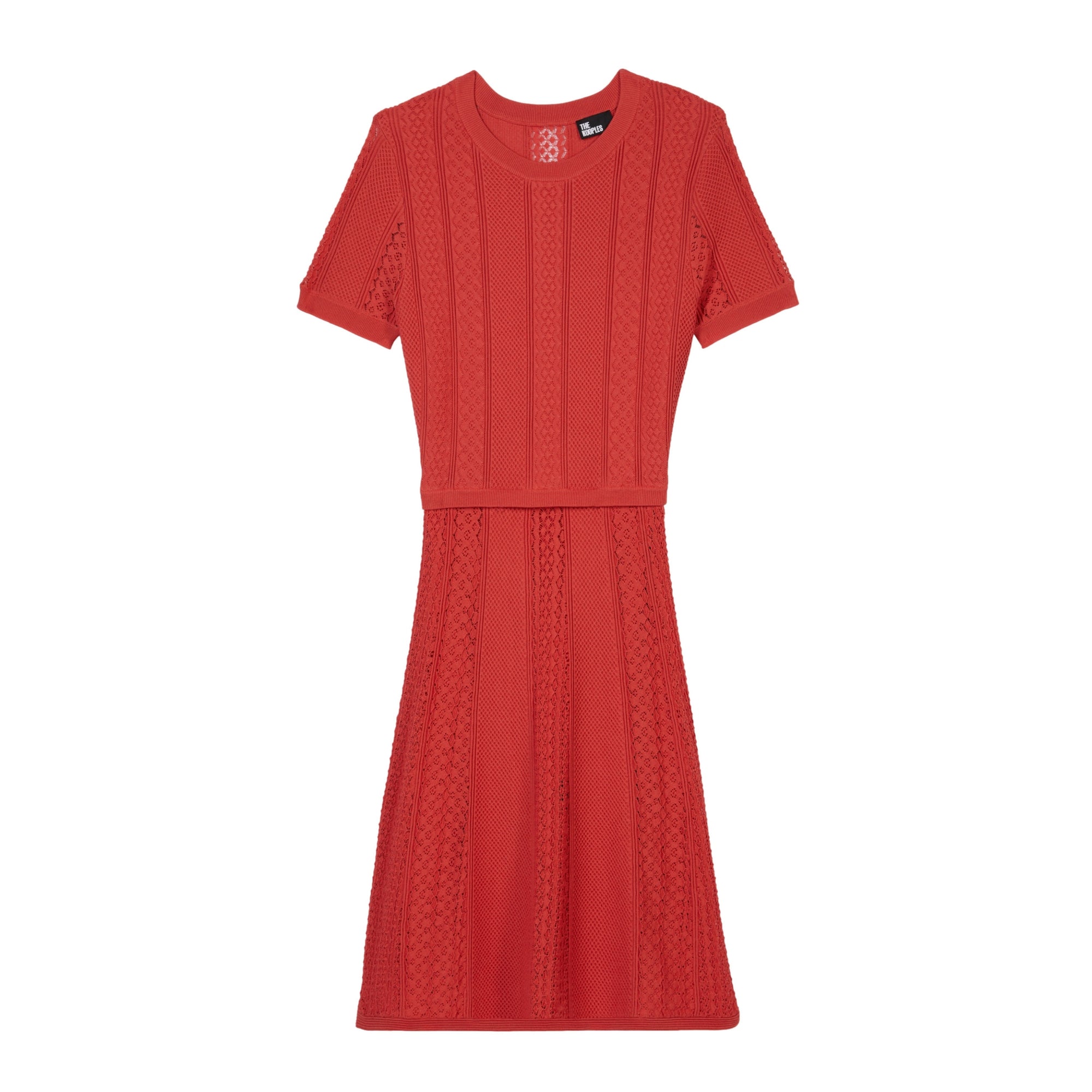 Short Openwork Knit Dress | Women | Red Brique