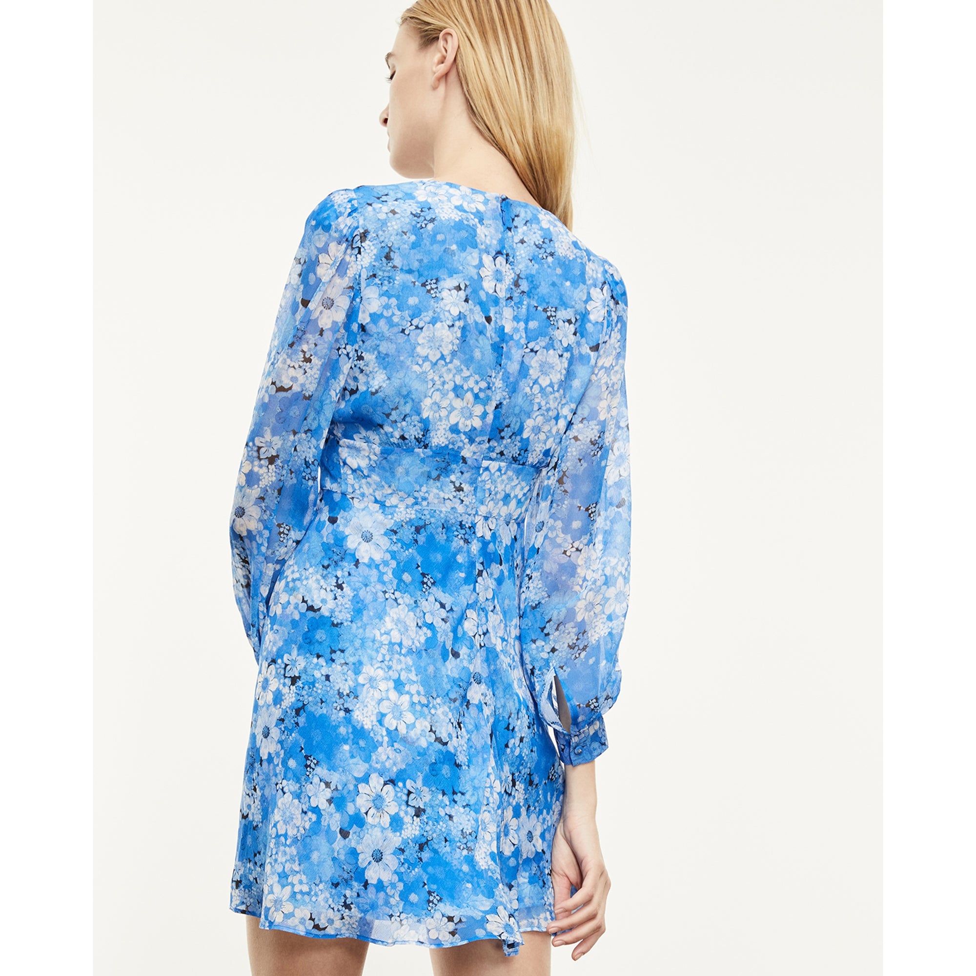 Short Printed Dress With Buttons | Women | Blue