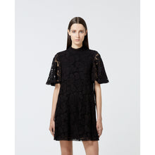 Short Printed Dress With Lace Frills | Women | Black