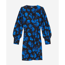 Short Printed Silk Wrap Dress | Women | Black Blue