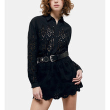 Short Shirt With Broderie Anglaise | Women | Black