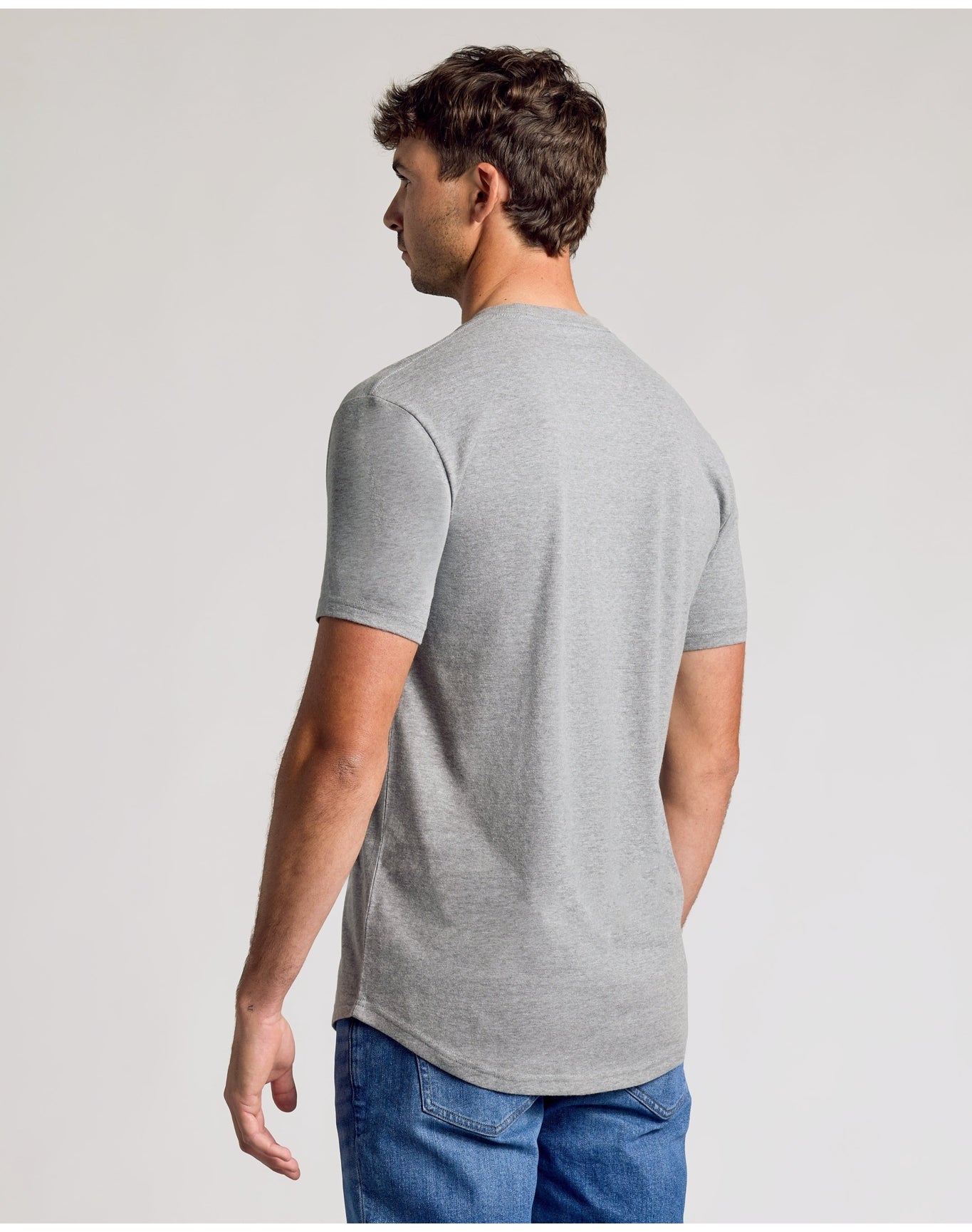 Short Sleeve Tall Curved Hem Crew | Heather Gray