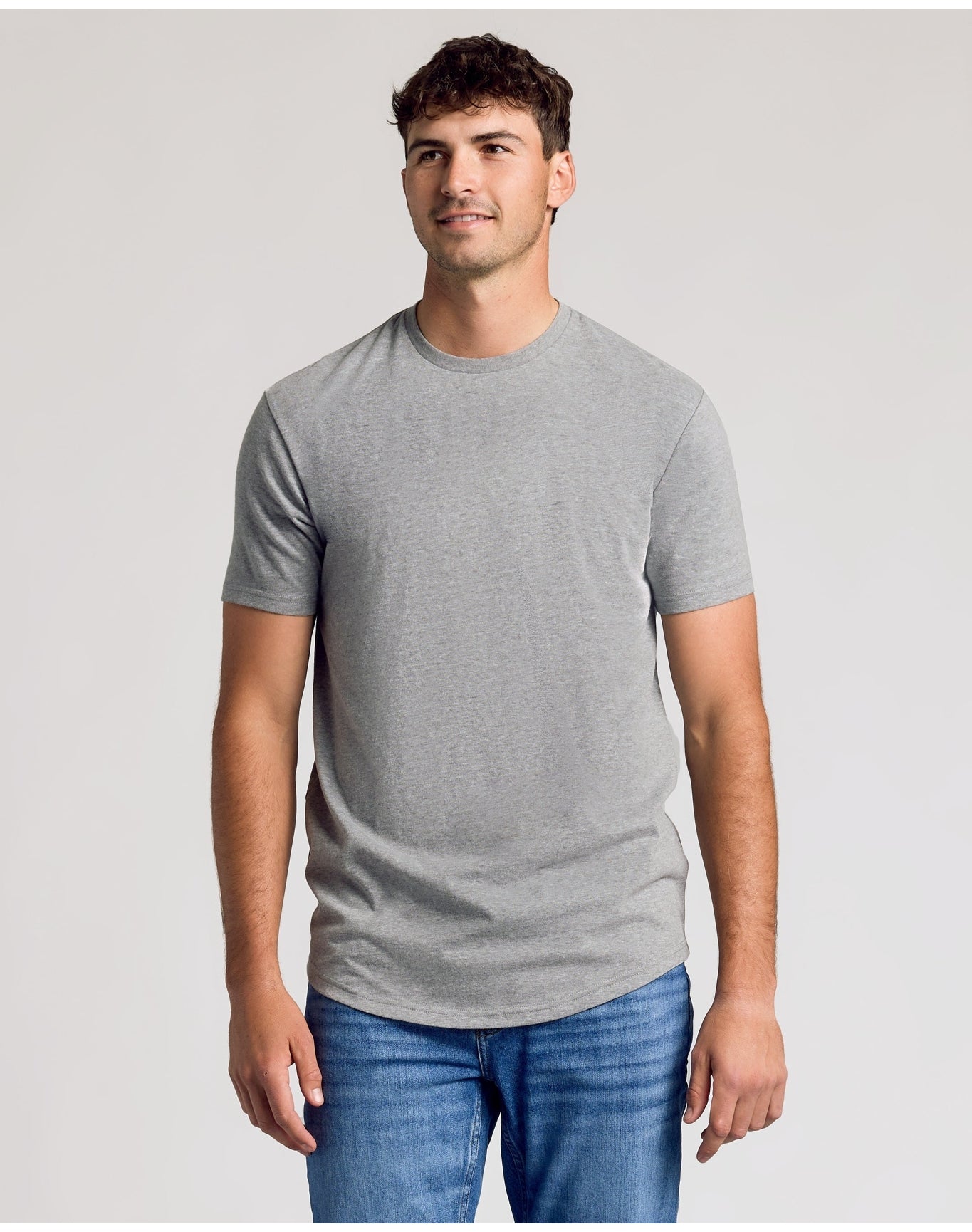 Short Sleeve Tall Curved Hem Crew | Heather Gray