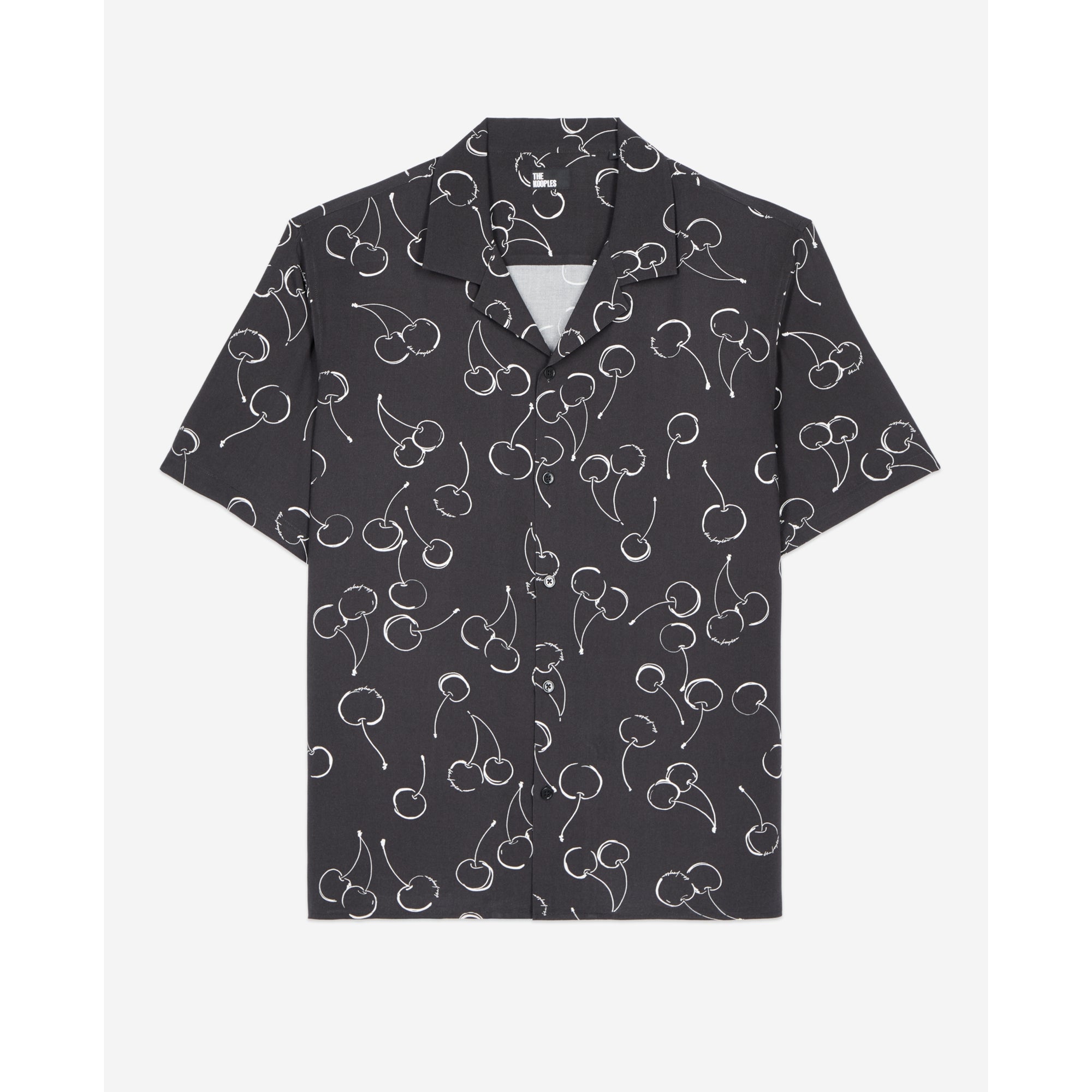 Short-Sleeved Cherry Printed Shirt | Men | Black