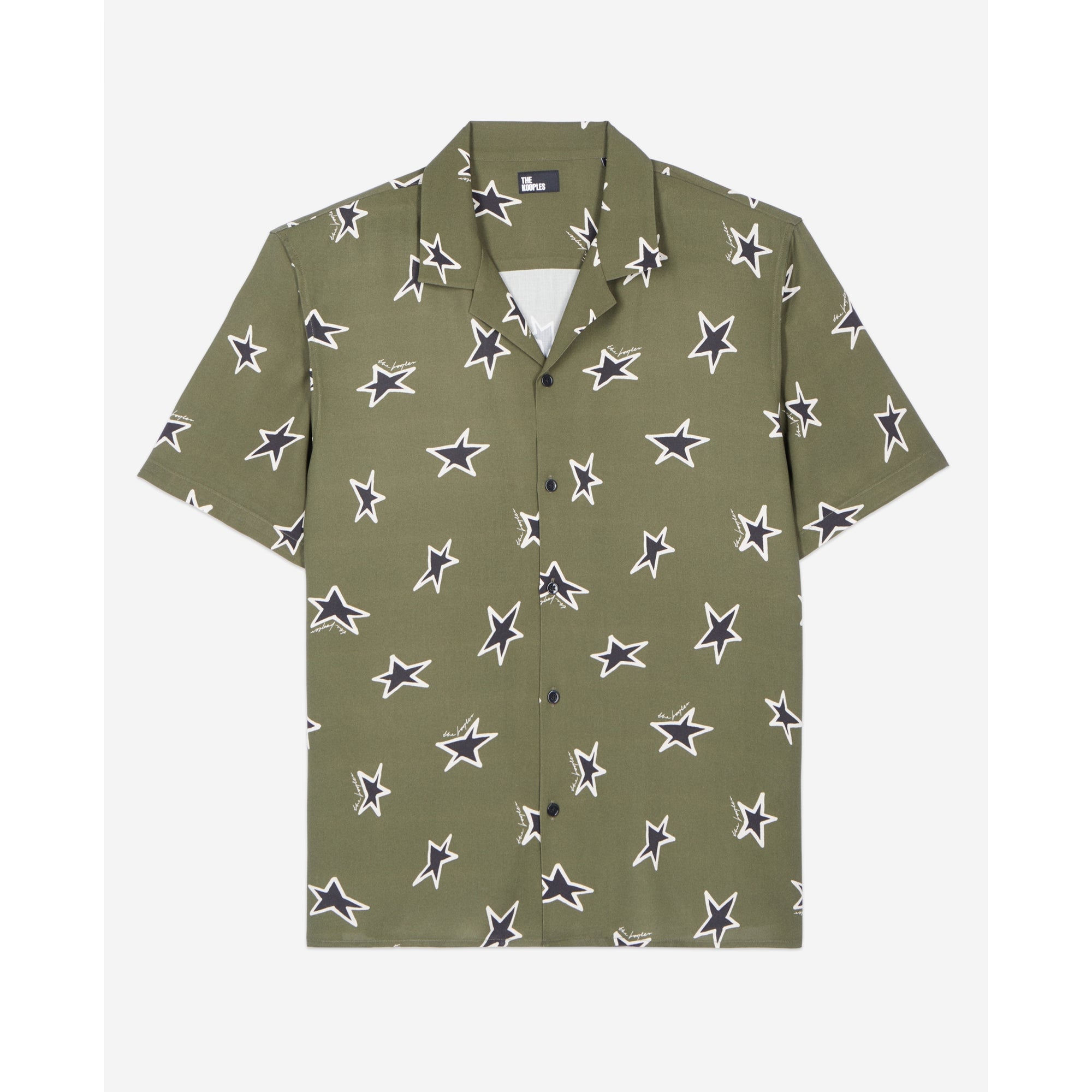 Short-Sleeved Star Printed Shirt | Men | Khaki Black