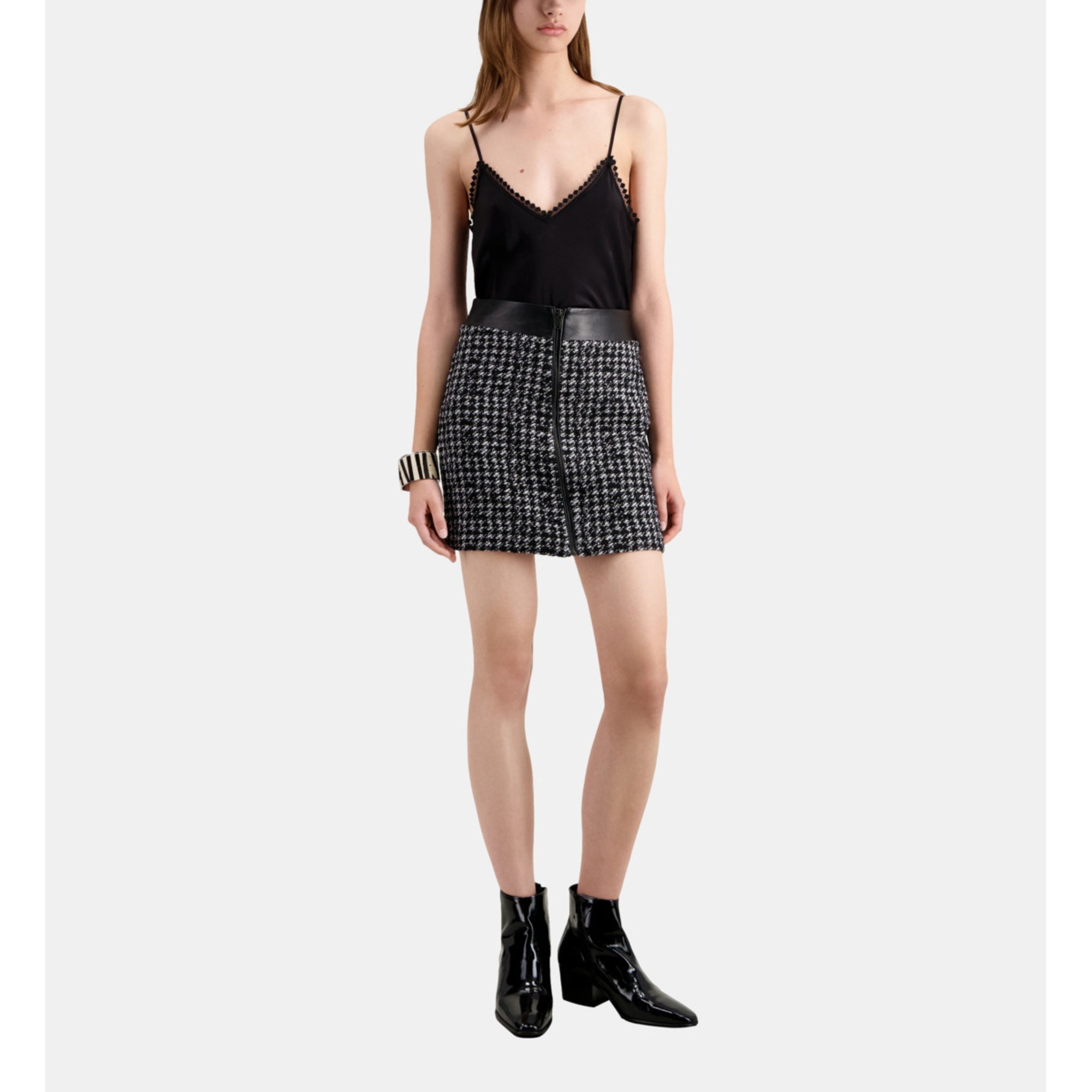 Short Tweed Skirt | Women | Black x White