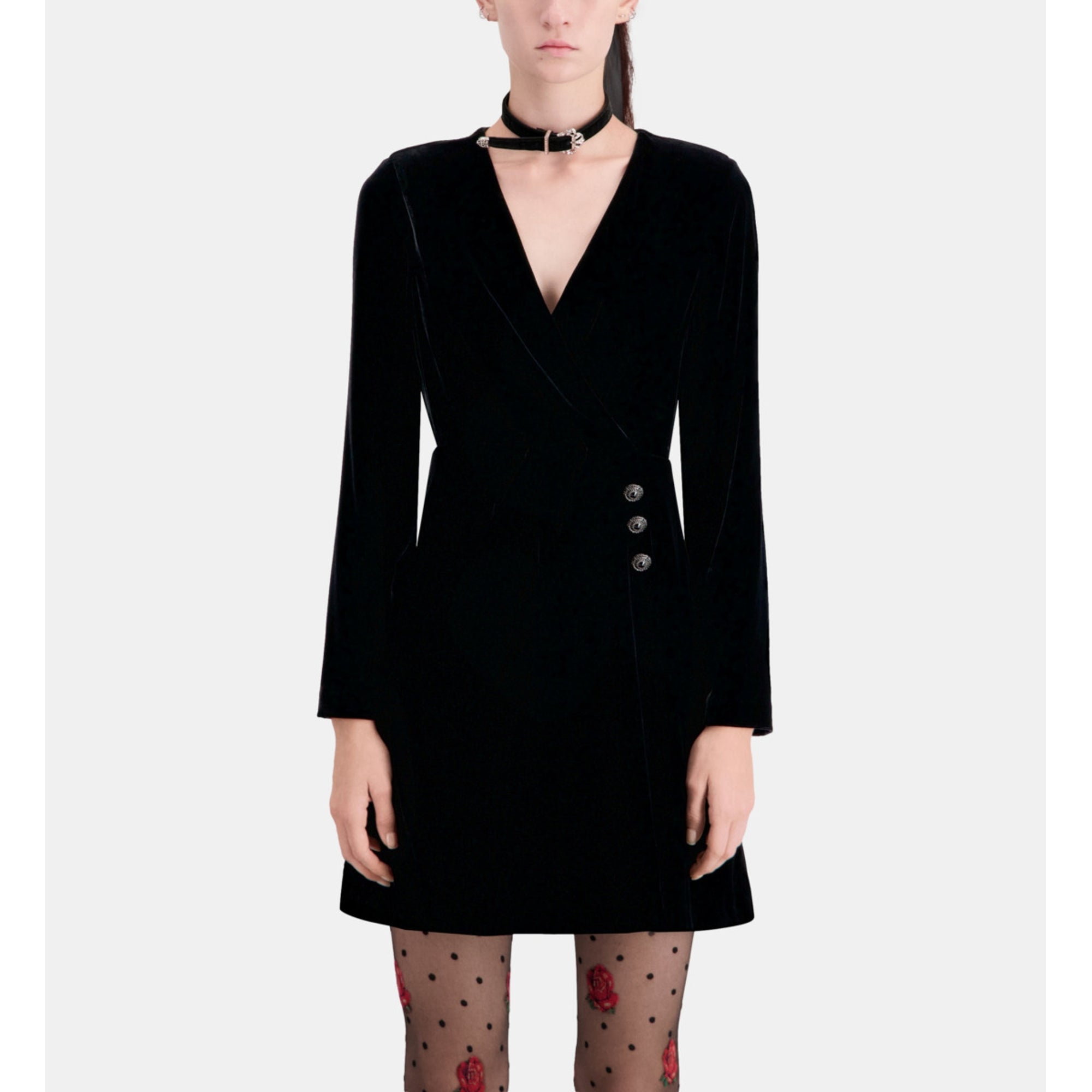 Short Velvet Dress | Women | Black