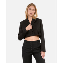 Short Wool-Blend Pleated Jacket | Women | Black