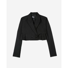 Short Wool-Blend Pleated Jacket | Women | Black