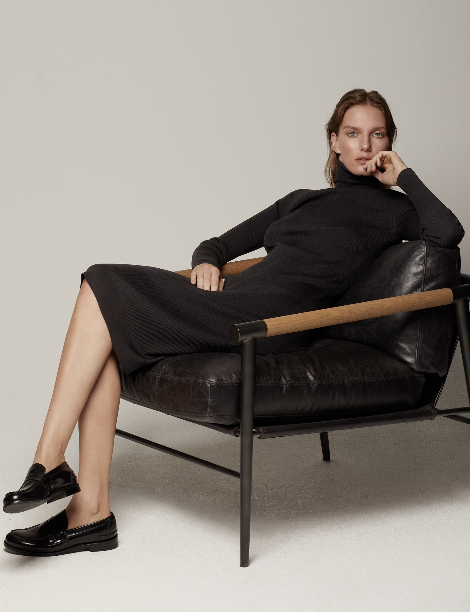 Women | Turtleneck Sweater Dress | Black