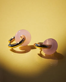 The Rio Washer Hoops | Rose Quartz | Gold