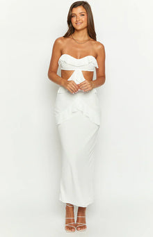Ryder Strapless Ruffle Maxi Dress | White