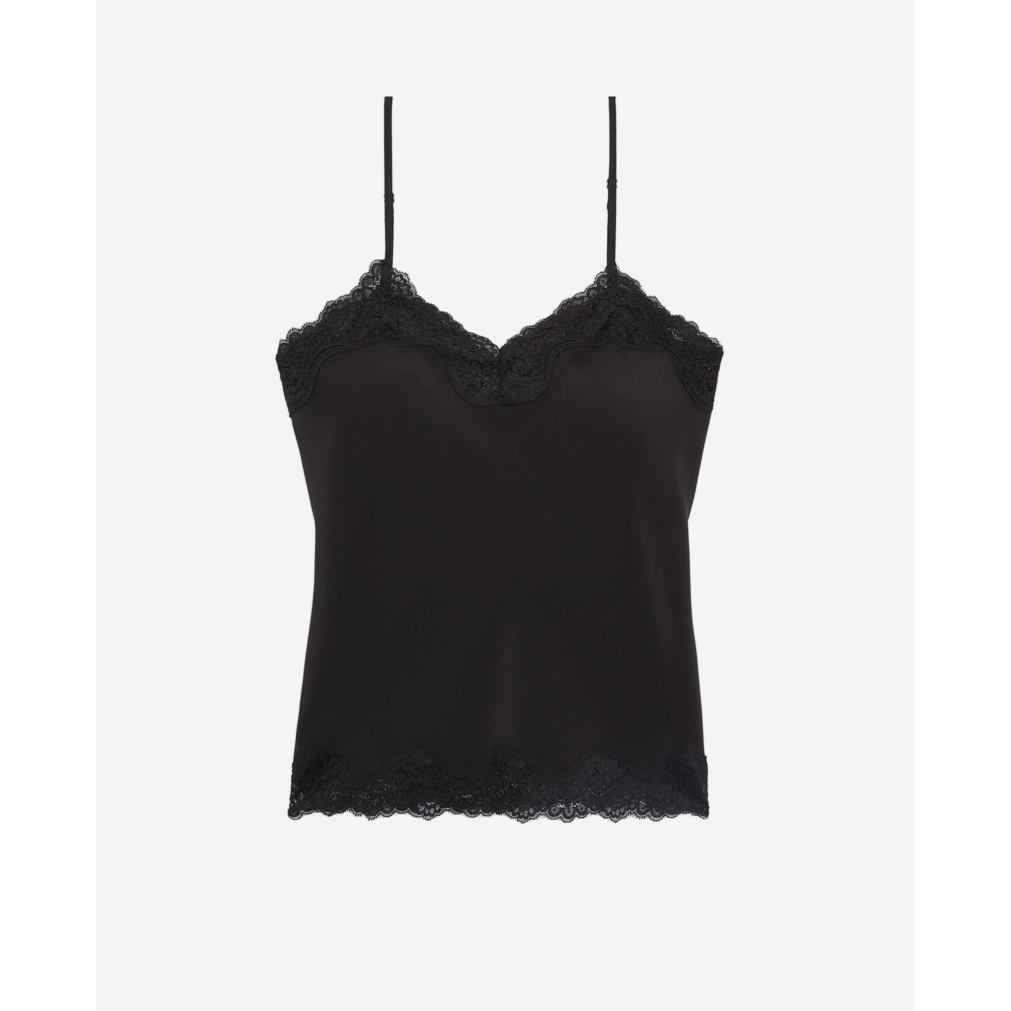 Silk Camisole With Lace Details | Women | Black