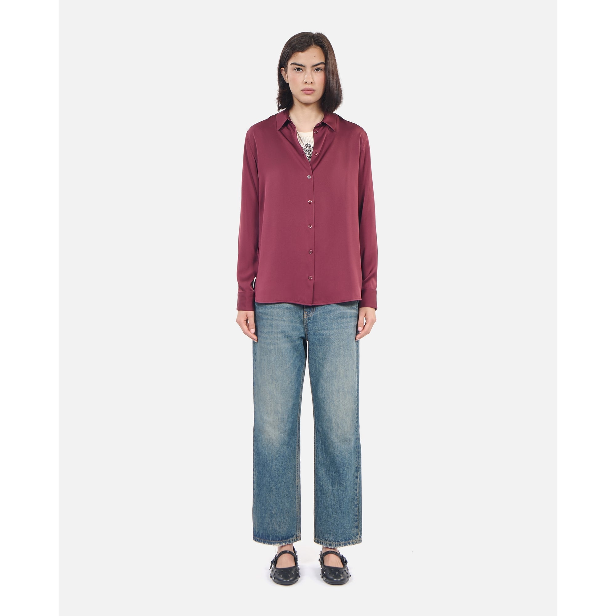 Silk Shirt | Women | Burgundy