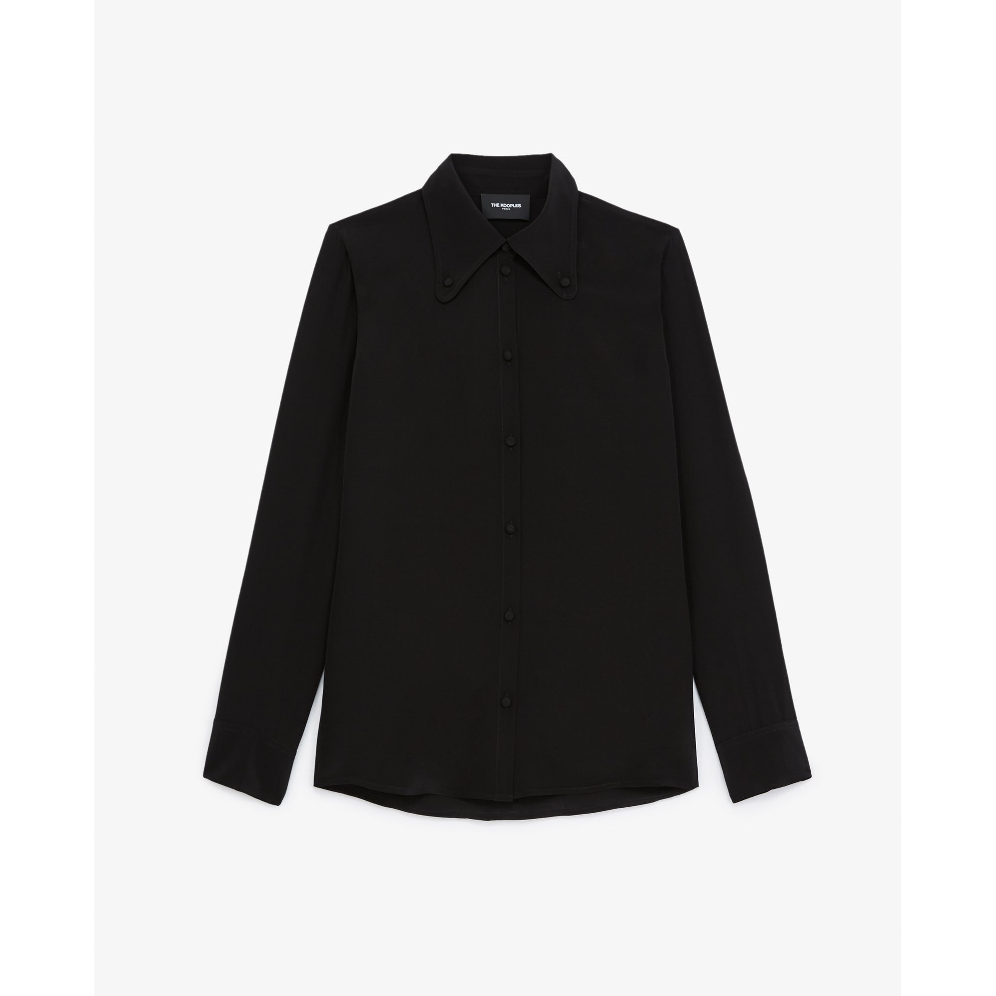 Silk Shirt With Buttoned Collar | Women | Black