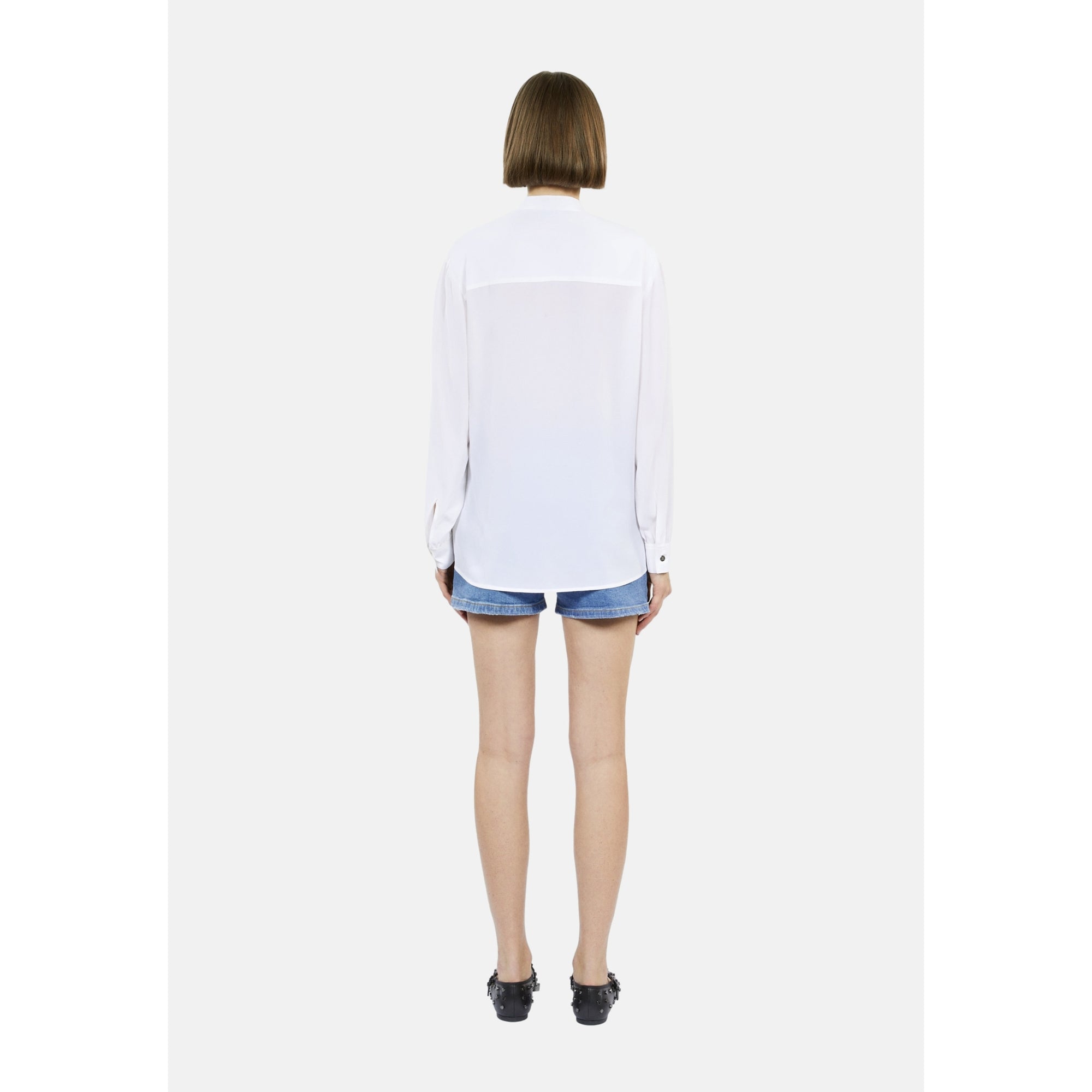 Silk Shirt With Pleating | Women | Ecru