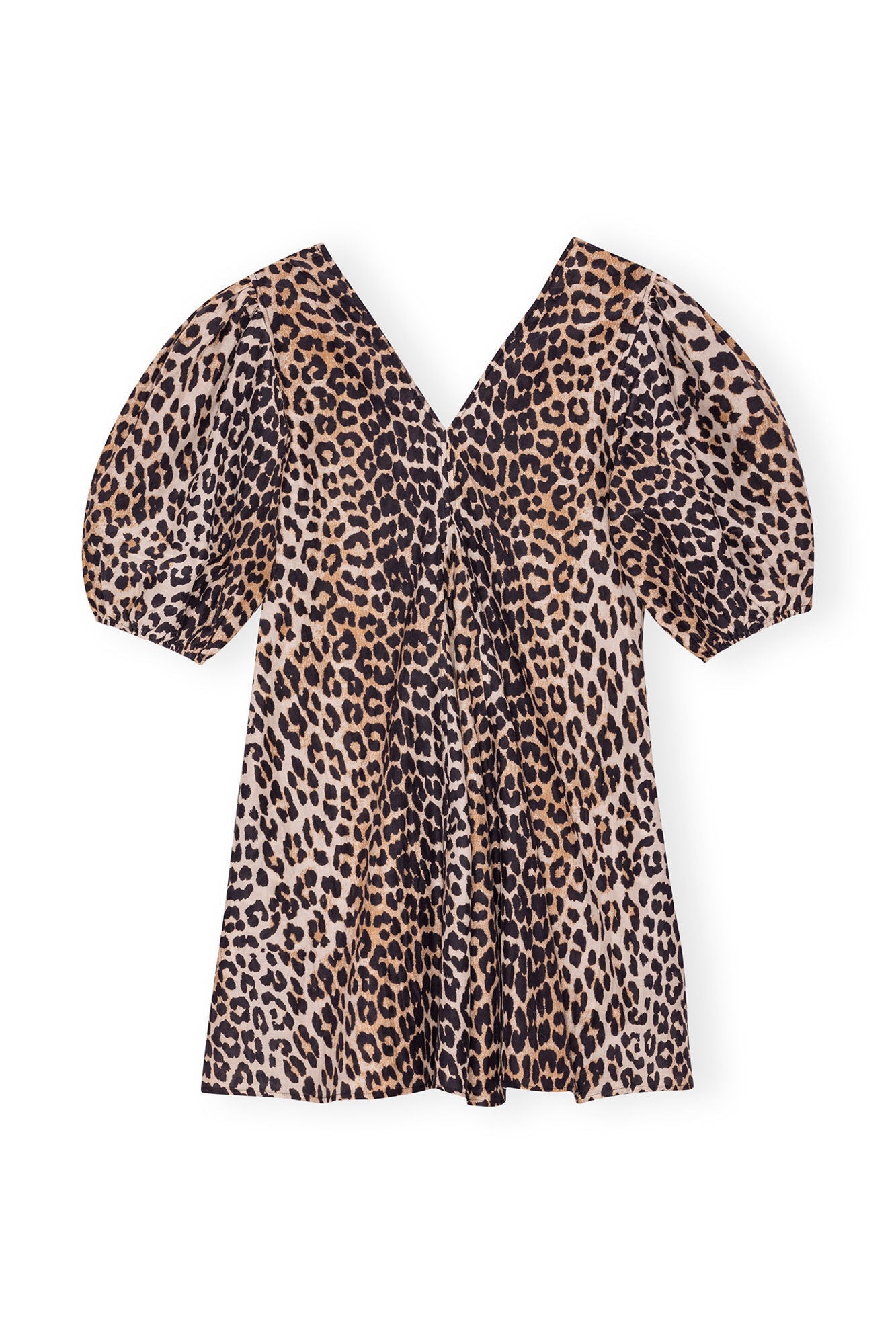 Silk V neck Mini Dress | Leopard