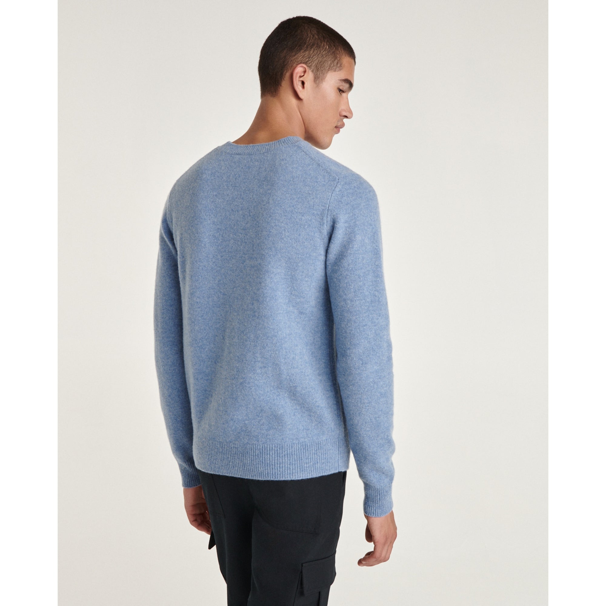 Sky Wool Sweater With Embroidered Heart | Men | Light Blue