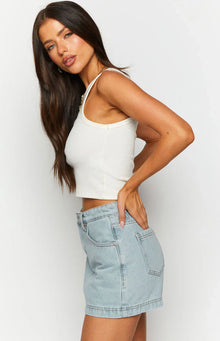 Skyline Swirl Denim Skort | Light Wash