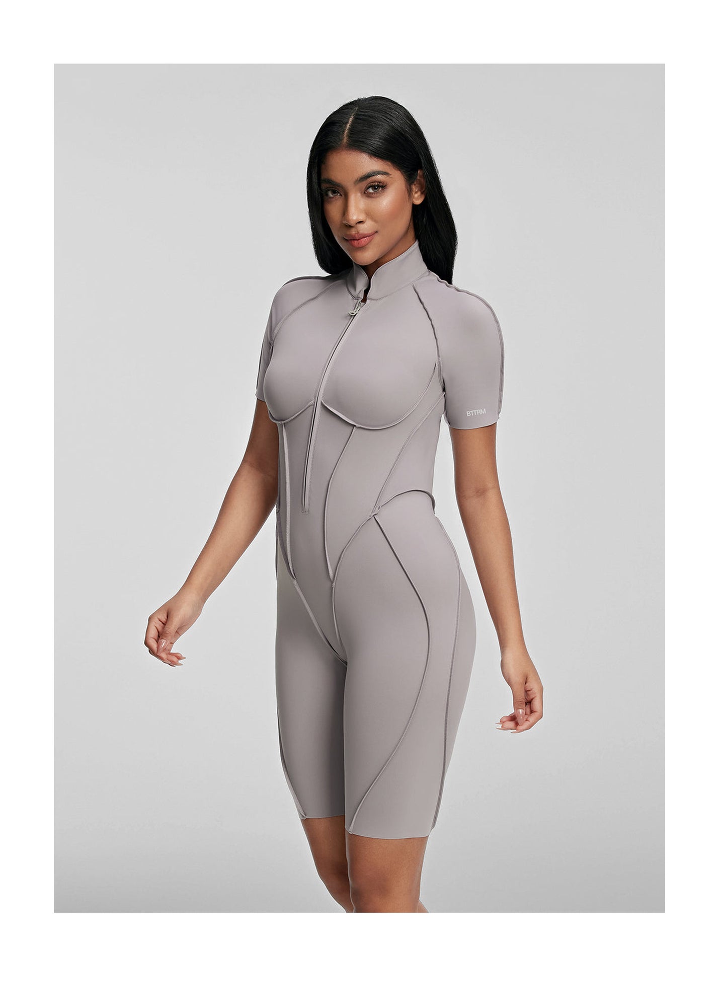 Sleek Shorts Catsuit | Cool Gray