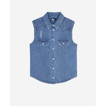 Sleeveless Blue Denim Shirt | Women | Rapiece