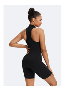 Sleeveless High-Neck Bodysuit | Inky Black