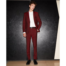 Slim Wool Jacket W/Notched Lapels | Men | Burgundy