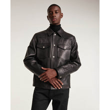 Smooth Leather Jacket Patch Pockets | Men | Black