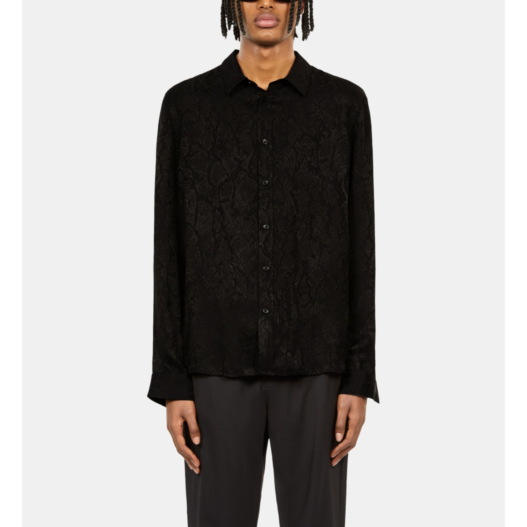 Snakeskin Jacquard Shirt | Men | Black