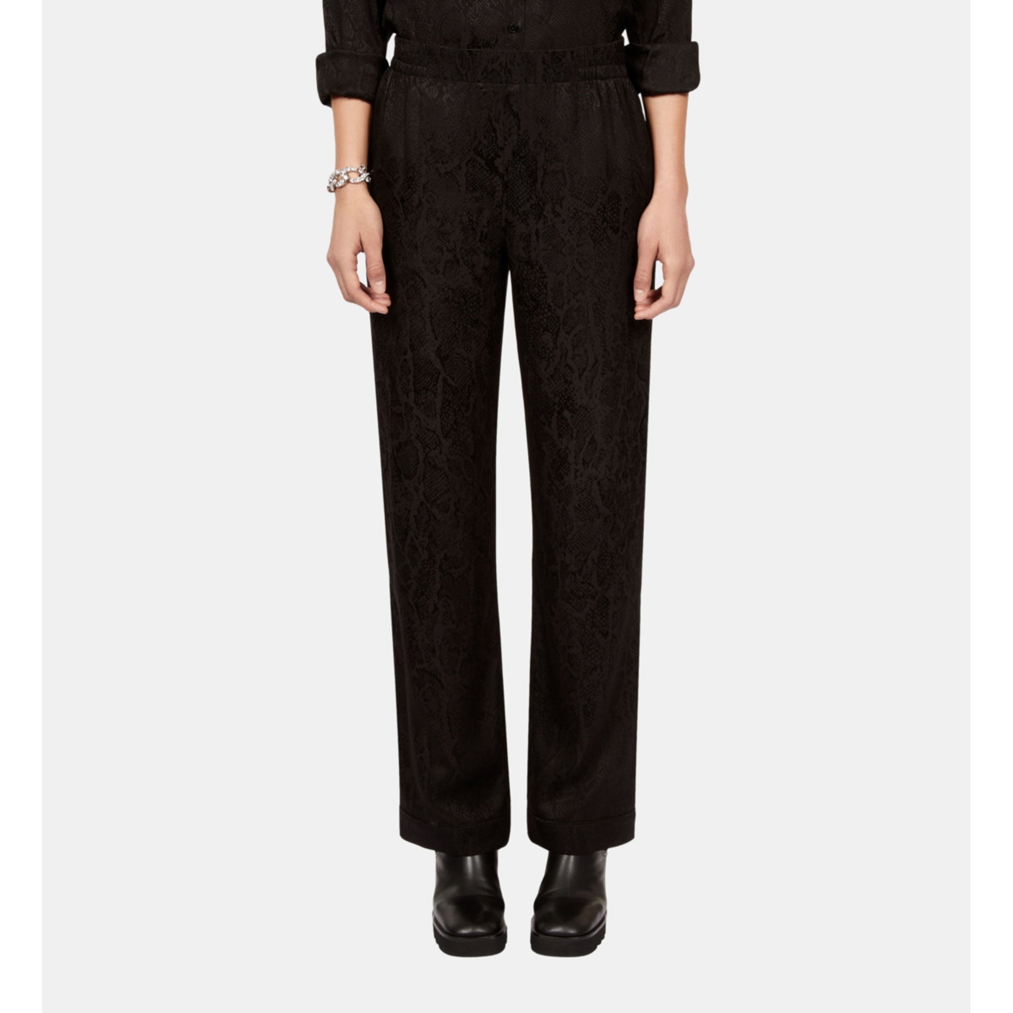 Snakeskin Jacquard Trousers | Women | Black