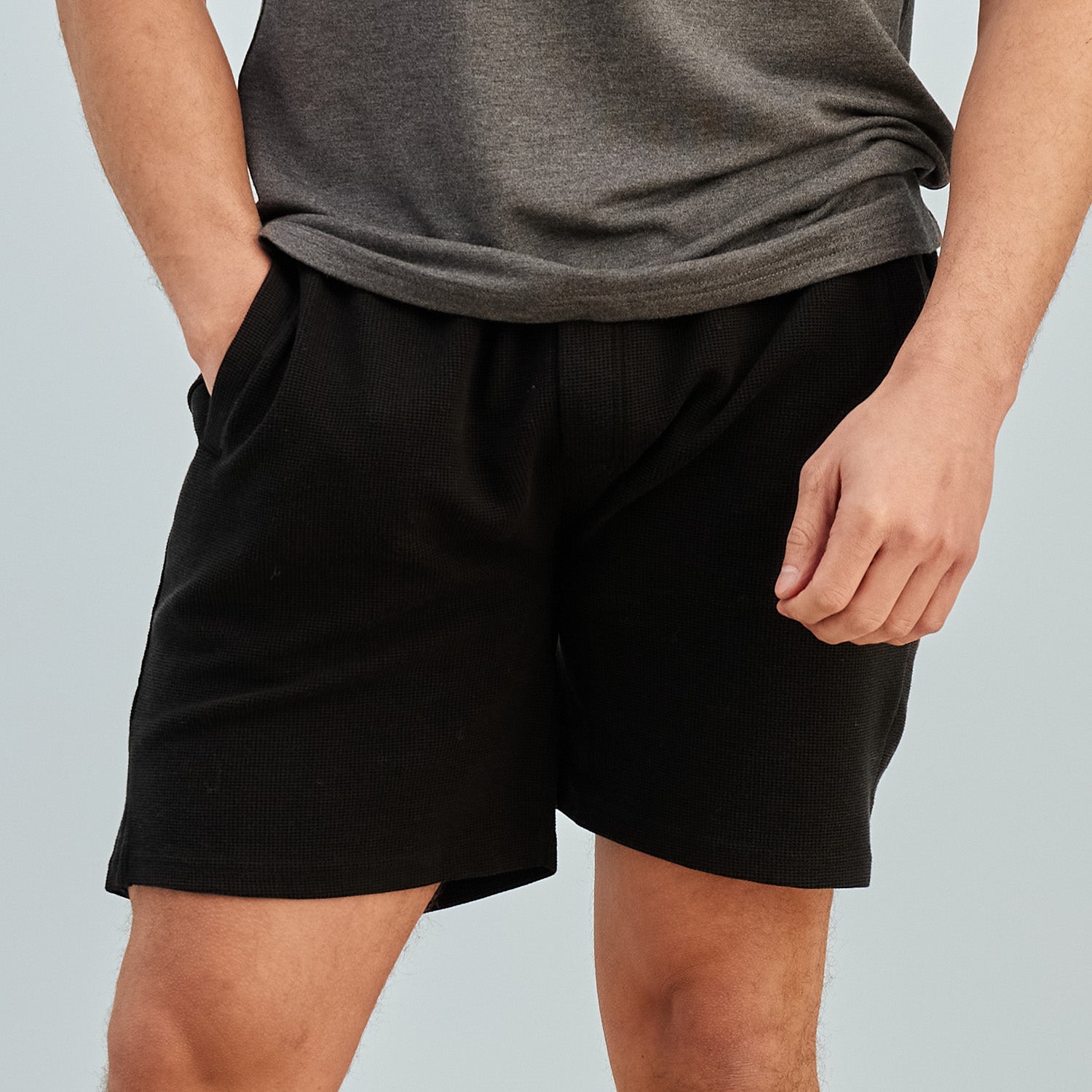 Waffle-Knit Lounge Shorts | Black