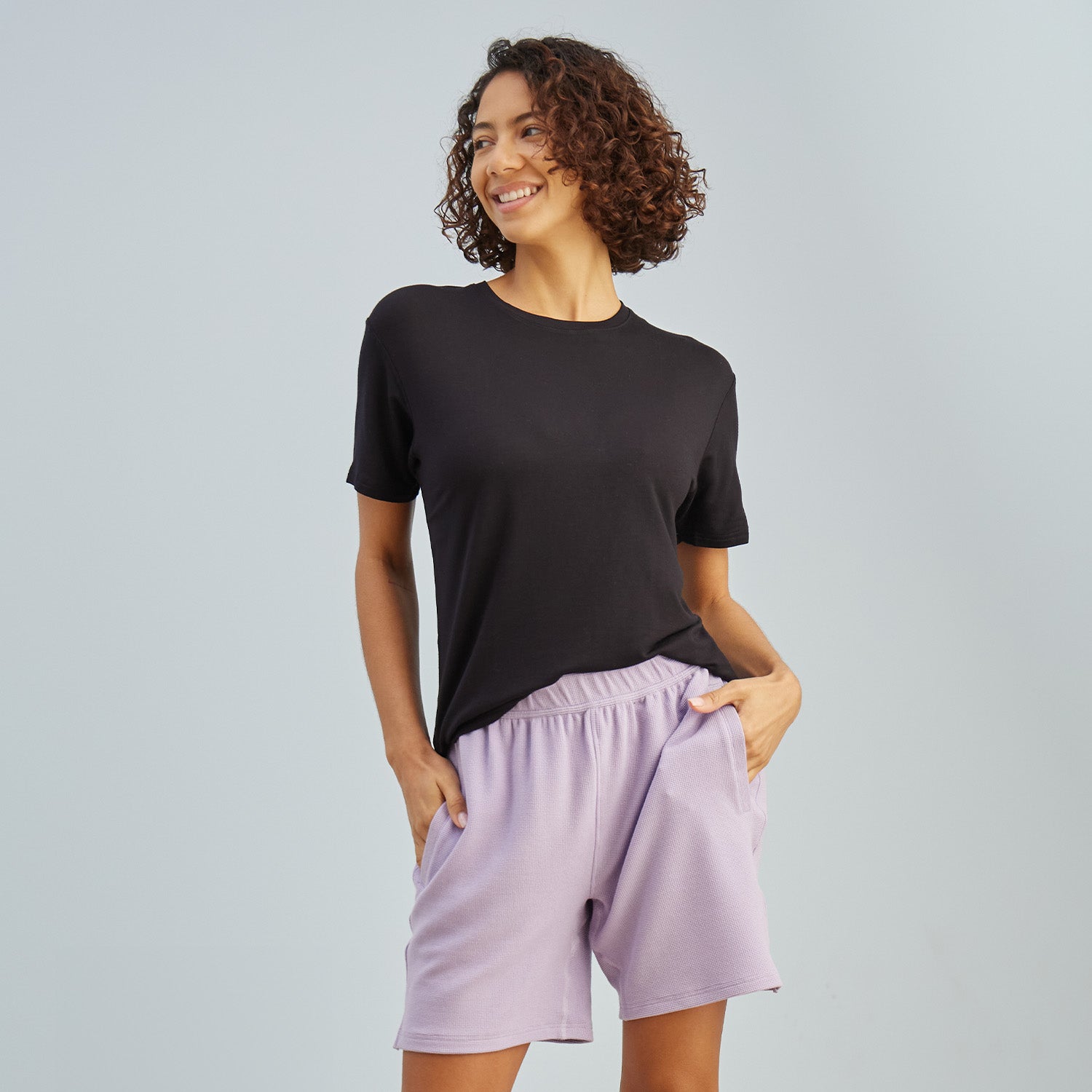 Waffle-Knit Lounge Shorts | Lavender