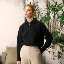 Sophia Cashmere Quarter Zip Pullover | Black | Womens