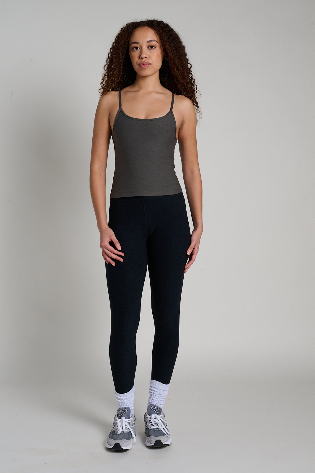 Beyond Yoga | Spacedye Forever Waist Length Tank | Dusty Forest Heather