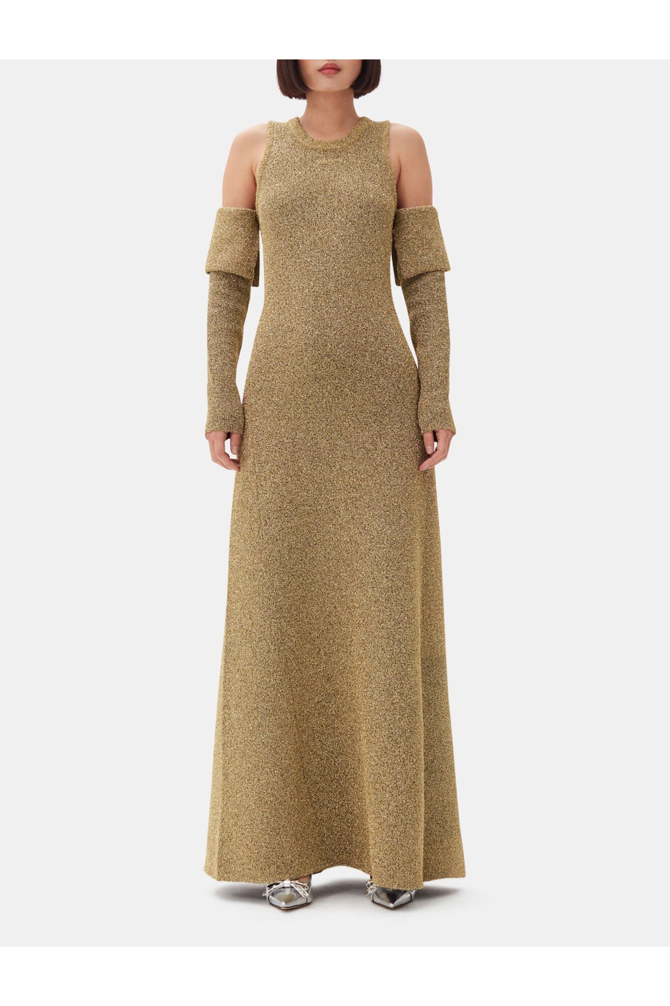 Sparkle Cold Shoulder Maxi Dress | Gold