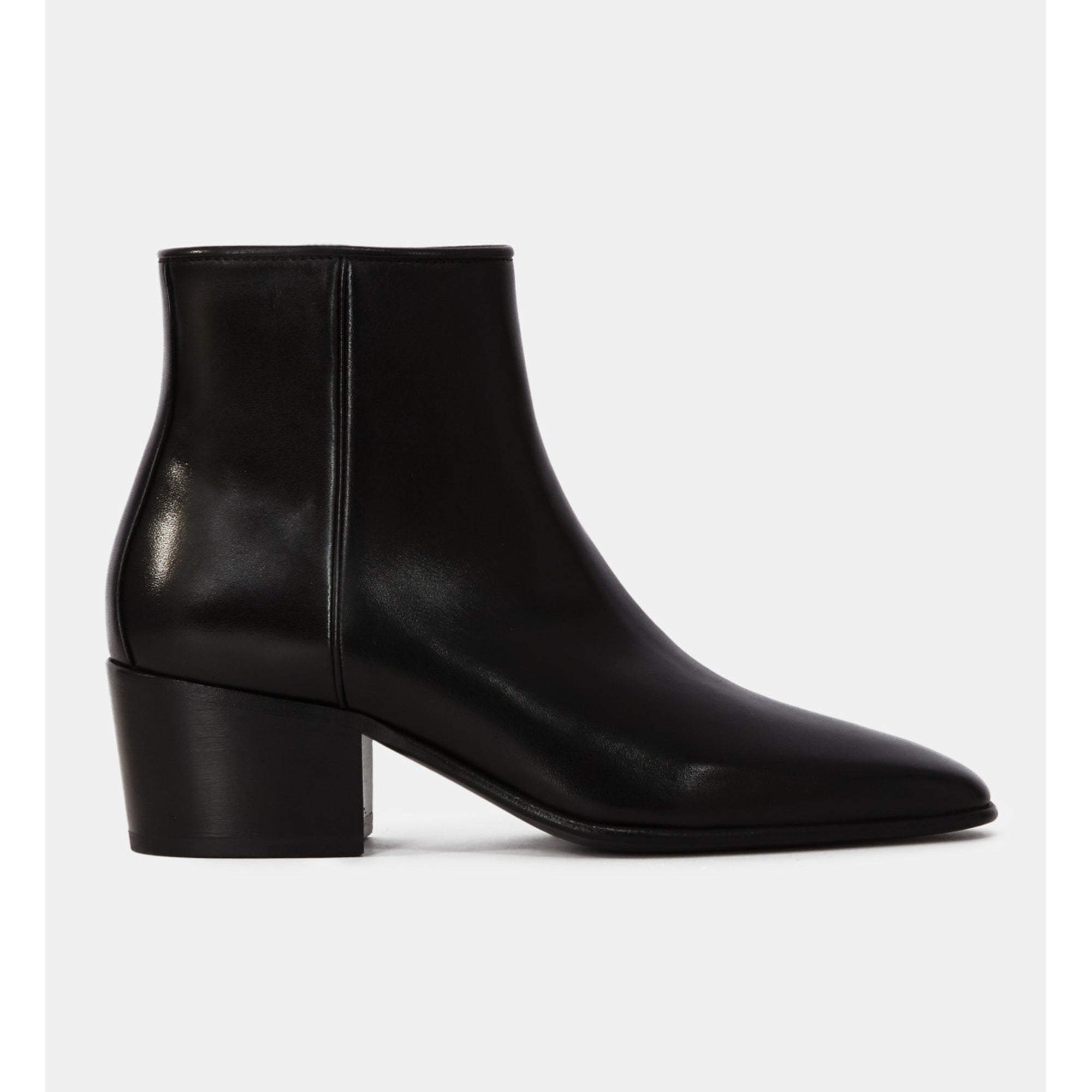 Square Heel Leather Boots | Women | Black