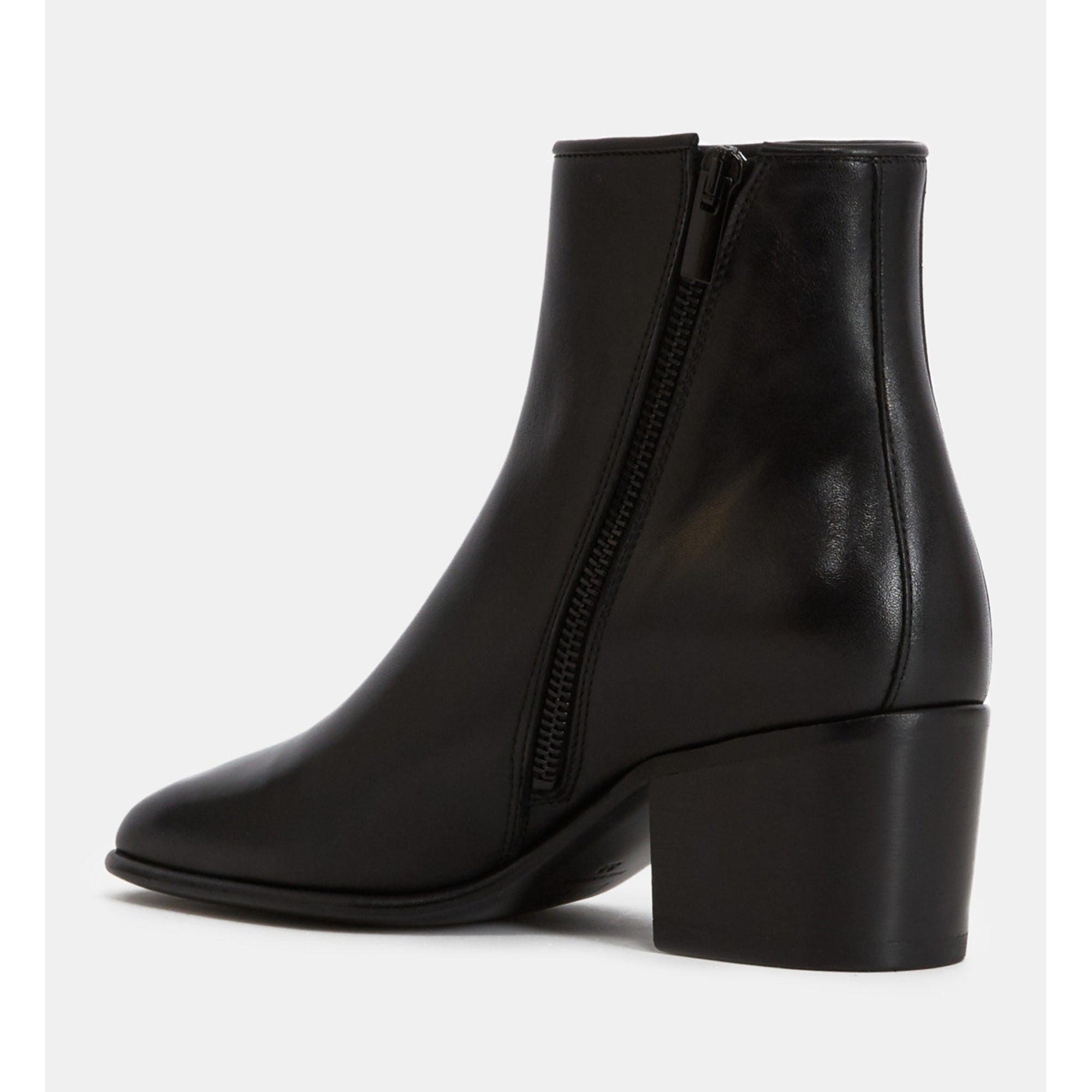 Square Heel Leather Boots | Women | Black