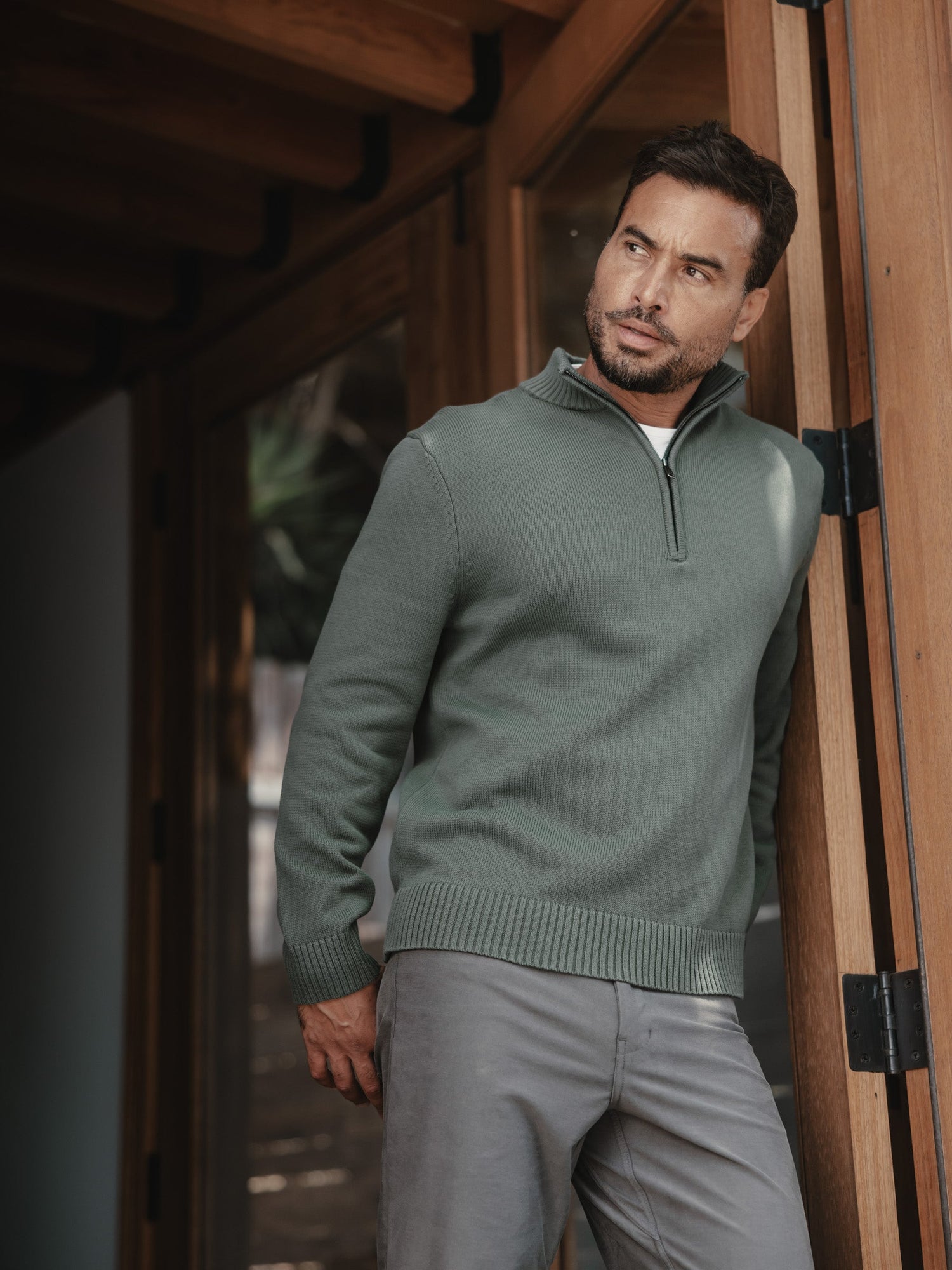 Mens | Odyssey Q-Zip Sweater | Moss