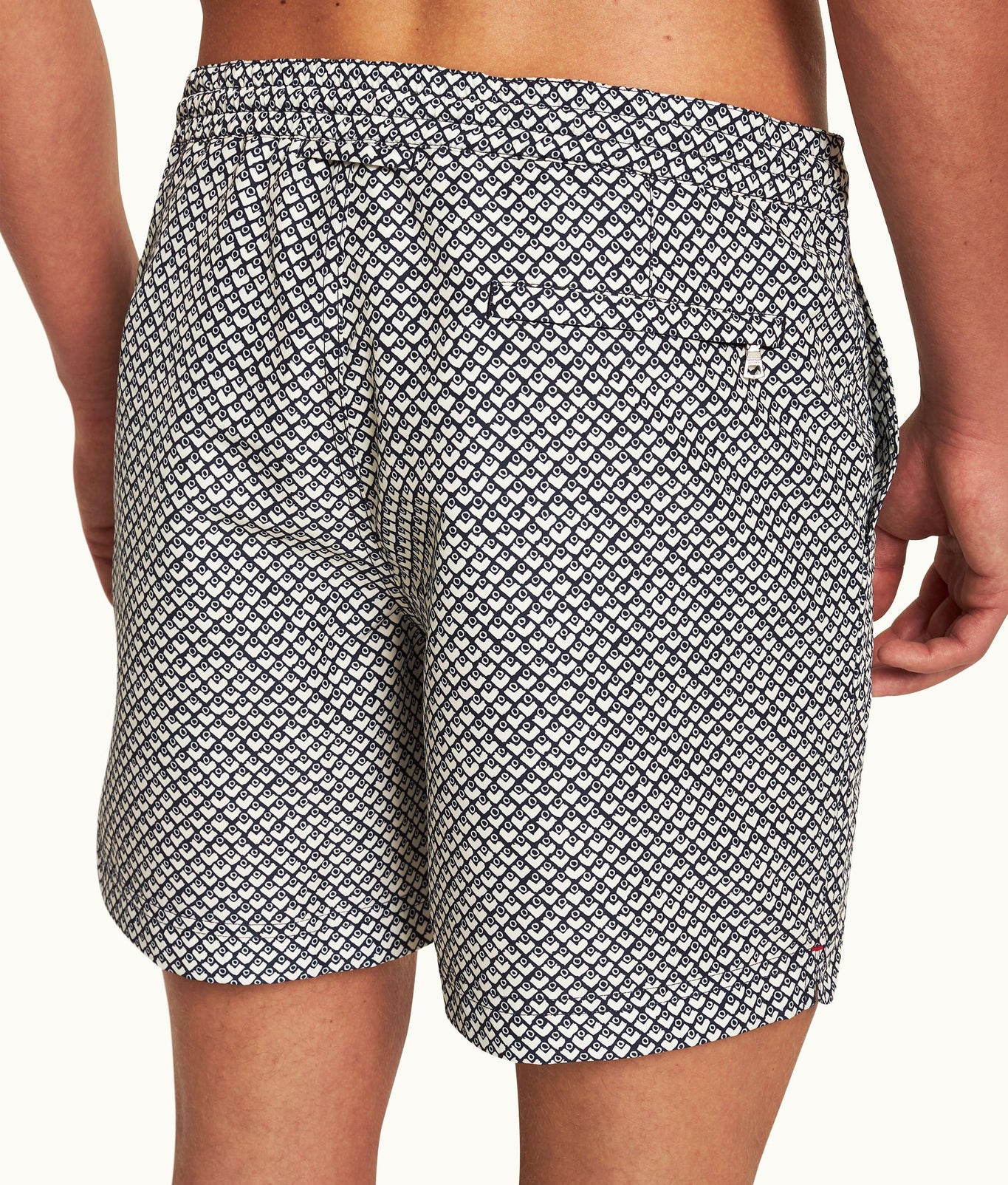 Standard Geo Print Mid-Length Drawcord Swim Shorts | Night Iris/White Sand
