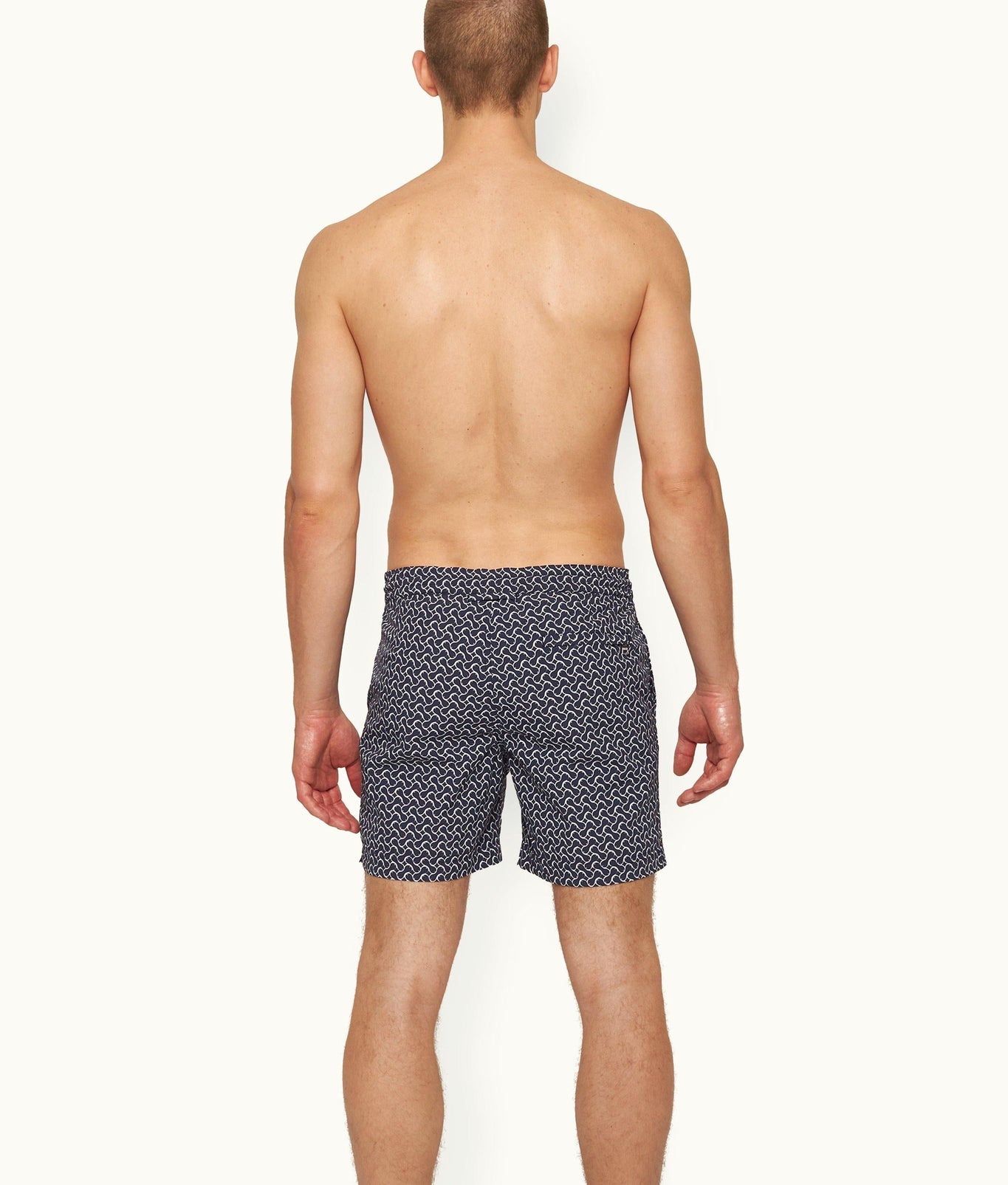 Standard Geometric Mid-Length Drawcord Swim Shorts | Midnight Navy