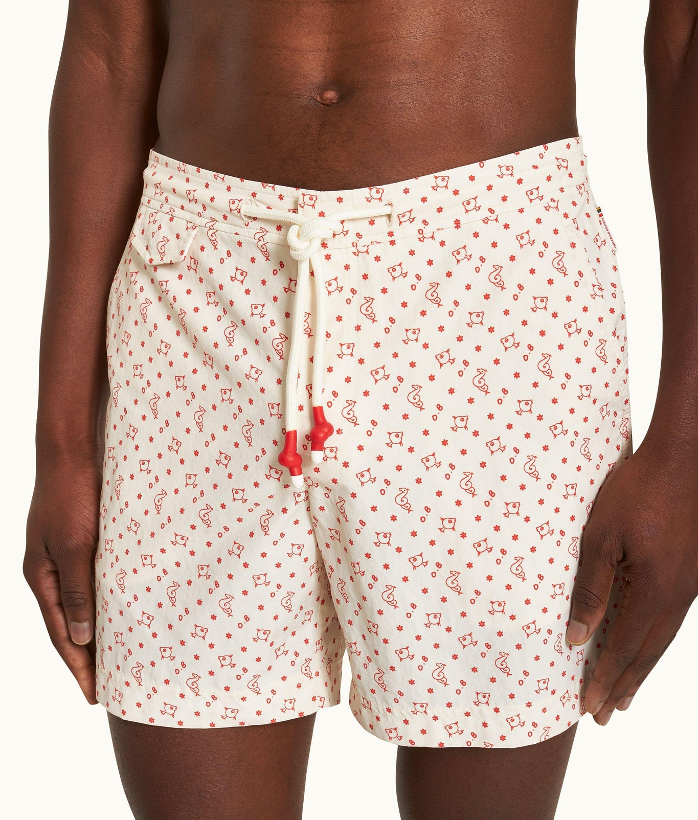 Standard Logo Print Mid-Length Drawcord Swim Shorts | White Sand