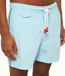 Standard Piping Drawcord Mid-Length Swim Shorts | Clear Sky